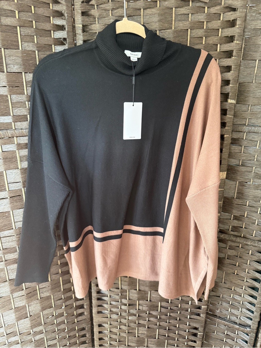 *NEW*Sz L*Reiss* Reiss Sophia Colourblock Roll Neck Split Hem